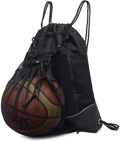 Rugzak met Trekkoord - Grote Capaciteit - Lichtgewicht - Droge en Natte Scheiding - Sportrugzak - Fitness - Basketbaltas voor Dames en Heren - 41X47X7cm