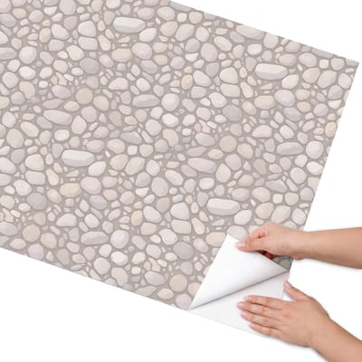 Coloray Meubel Wrap Folie - Beige Meubelfolie - 75x150 cm - Meubel Wrap Folie Mozaïek van steen - Plakfolie Meubels - Minimalist Meubelfolie - Decoratiefolie Zelfklevend - Slaapkamer decoratie - Texturen