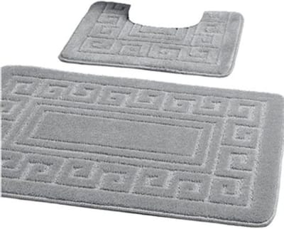 - Set van 2 anti-slip badmatten in Griekse stijl - grijs - Inclusief 1 badmat (50 × 80 cm) en 1 toiletmat (50 × 40 cm)