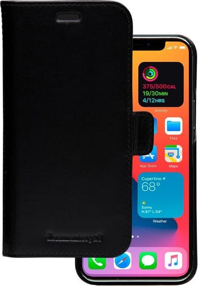 iPhone 12/12 Pro Bookcase hoesje - dbramante1928 - Effen Zwart - Leer