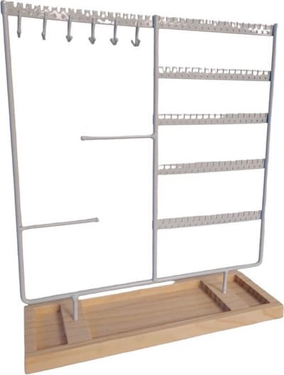 Knaak Sieradenhouder Wit - 35x30x9.5 cm - Sieradenrekje Voor Oorbellen, Kettingen & Armbanden