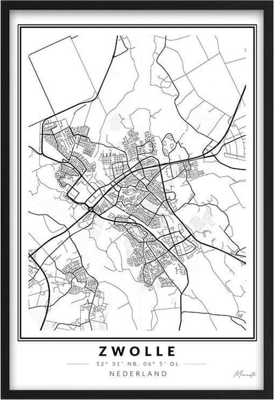 Poster Stad Zwolle A3 - 30 x 42 cm (Exclusief Lijst)