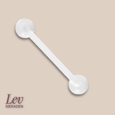 Lev Sieraden - PTFE / Bioflex barbell - Piercing retainer - Staafje retainer 1.6 x 38 mm met 5 mm balletjes oor , Navel , Tong , zwangerschaps piercing