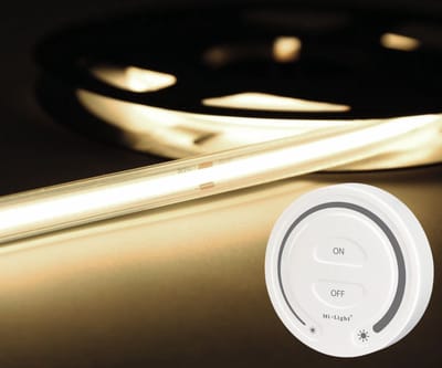 LED Strip COB - 5 Meter - Complete Set - 4000k - Neutraal Wit - 24V - IP65 Waterdicht - 480LED/m - Met Draadloze Mi-Light(MiBoxer) Touch Wandbediening(Wit)