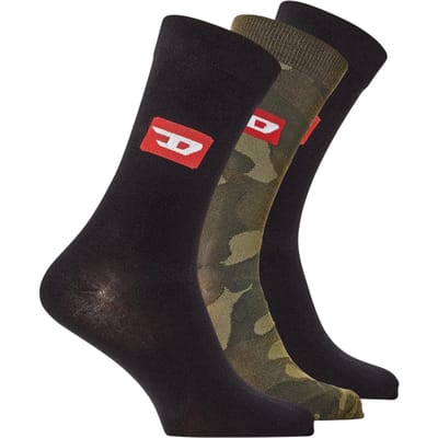 Diesel Camouflage-korte sokken voor heren (set van 3) (Zwart)