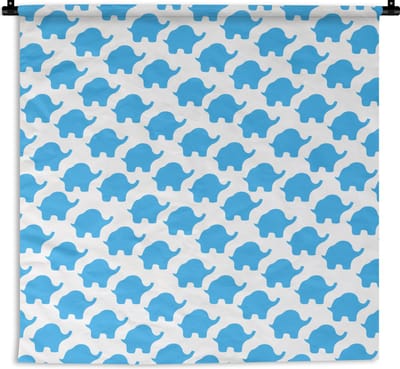 Wandkleed - Wanddoek - Blauw - Olifant - Design - 180x180 cm - Wandtapijt