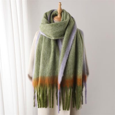 Dames Cashmere Zacht Effen Kleur Sjaal Winter Warm Verdikt Kwastje Pashmina Veelzijdig Pluche Nekbeschermer Neckerchief One Size gray