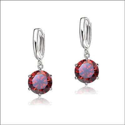 Aramat Jewels | Oorringen | Zilveren Oorringen met Zirkonia Hanger | Rood | |12mm | Zilver | Kinderen, Volwassenen | Verkleurd niet