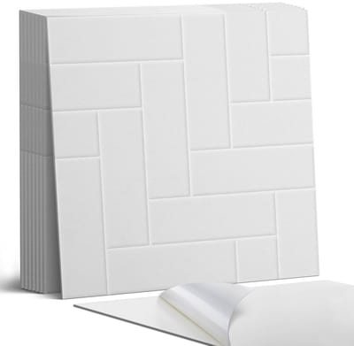 Coloray Plaktegels - Visgraat baksteenpatroon Portugese Tegels - 30 cm x 30 cm - Wit Plaktegels - 9 stuks - Vierkant PVC Tegels - Plaktegels Keuken - Zelfklevende Vloertegels - Vinyl Tegels - Zelfklevende Tegels