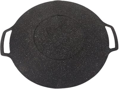 Koreaanse Barbecueplaat - Ronde Koekenpan - Buiten Koken - Antiaanbaklaag - 36cm - Zwart