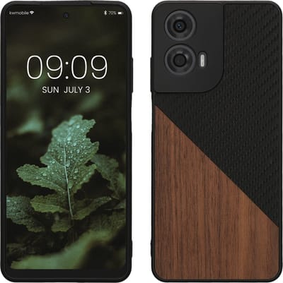 kwmobile hoesje geschikt voor Motorola Moto G24 / E14 / G04 / G04s - Backcover in donkerbruin / zwart -Smartphonehoesje - design