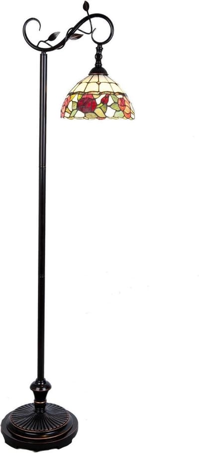 Lumilamp Tiffany Vloerlamp 40x27x152 cm Bruin Glas Bloemen