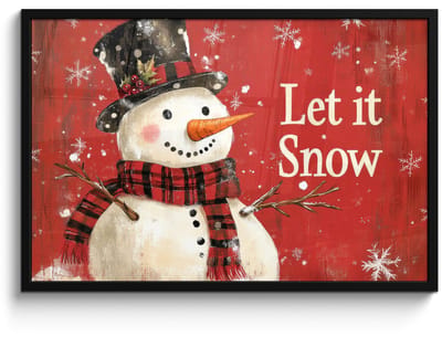 Poster in lijst - Fotolijst 90x60 cm - Posters - Sneeuwpret - Winter - Sneeuwpop - Posterlijst zwart - Decoratie - Wanddecoratie woonkamer - Muurdecoratie slaapkamer