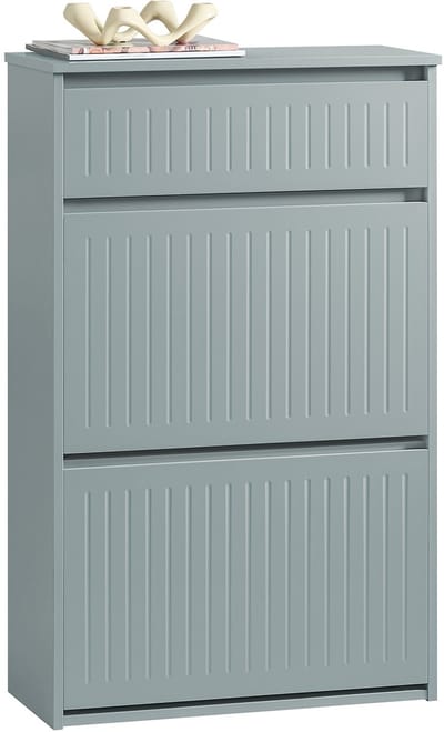 SoBuy Schoenenkast FSR165-HG - 2 Kleppen en 1 Lade - MDF - 61 x 26 x 100 cm - Grijs