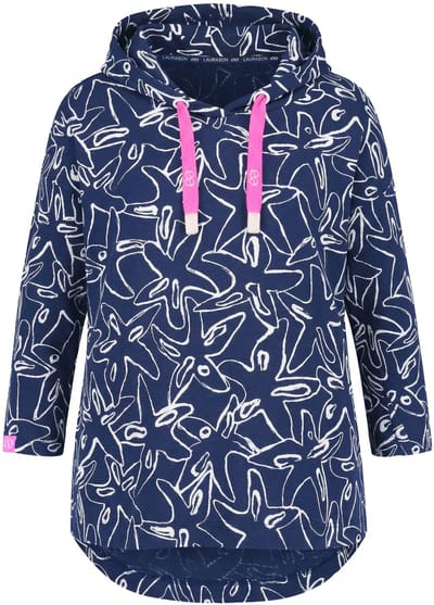 Laurasøn - Dames - Hoodie 3/4-mouwen capuchon - Navyblauw - Maat 44+