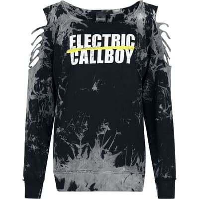 Electric Callboy Sweatshirts - Spray Smile - L tot XXL - voor Vrouwen - zwart-grijs