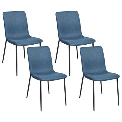 GLENDIVE - Eetkamerstoel set van 4 - Donkerblauw - Polyester