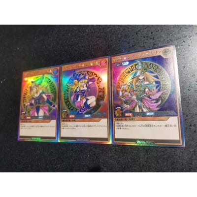 3 stuks/set Yu-gi-oh! Zwarte Magiërsmeisje Zelfbeheersing Verzamelen Handtekening Ruil Flash Card Anime Cartoon Cadeau Speeltje