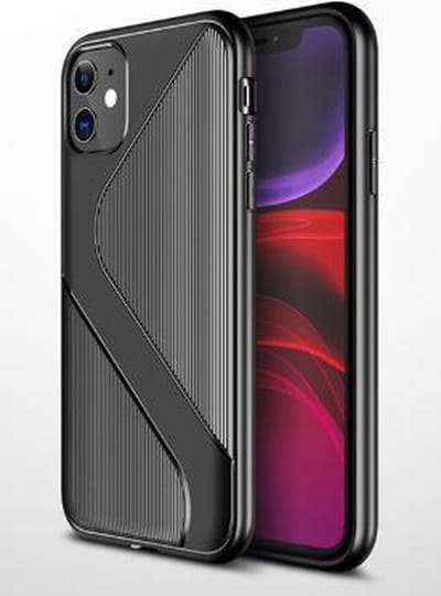 Shieldcase gestreept siliconen hoesje geschikt voor Apple iPhone 11 Pro Max - zwart - Backcover shockproof case - Hoesje hard cover - Hardcover beschermhoesje