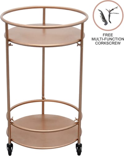 Keuken bar trolley - roségoud - klein - 3-zwenkwielen