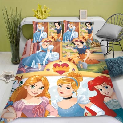 Disney Prinses Serie 100% Polyester Beddengoed Set Dekbedovertrek Voor Thuis 3-Delige Set 1 Dekbedovertrek Anime Schattig Bedrukt Cartoon EU King(240*220cm)3pcs