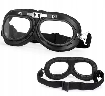 Merkloze Retro Motorbril - Mat Zwart - Cafe Racer/Chopper Stijl