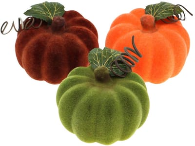 Minipompoen geflockt oranje, groen, rood Ø9cm 6 st, 6 Stück