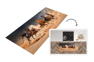 Keukenloper - Loper keuken - Paarden - Dieren - Zand - Stof - 120x50 cm - Keukenloper vinyl