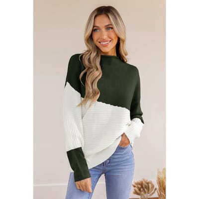 Asymmetrische Colorblock Staande Kraag Trui