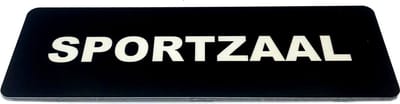 Deurbordje met tekst Sportzaal - 150 x 50 mm (incl. dubbelzijdige tape) - zwart / wit | Geborstelde RVS-look toplaag | Gratis Verzending