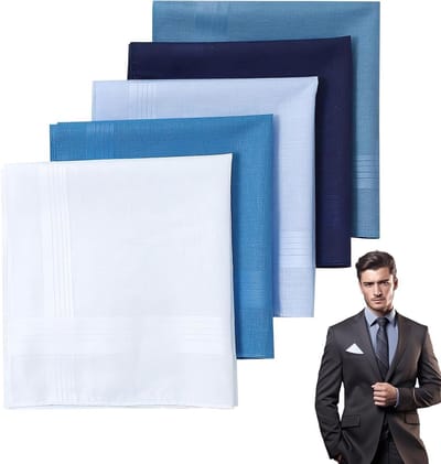 Set van 5 Herbruikbare 40 x 40 cm Katoenen Zakdoeken voor Mannen, Zacht en Boil-Proof, Perfect als Cadeau voor Bruiloften en Zaken