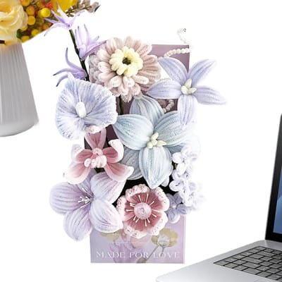 Pijpenreiniger-bloemen, doe-het-zelf boeket, knutseldraad, chenilledraad voor knutselprojecten, voor bloemstukken, schoolprojecten, wooncultuur, bruiloften, tafeldecoratie