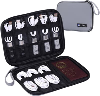 Tamarow 1 Stuk Kabel Organiser Tas - Kabeltas - Electronica Organizer Etui - Opbergtas voor Kabels en Accessoires - Grijs