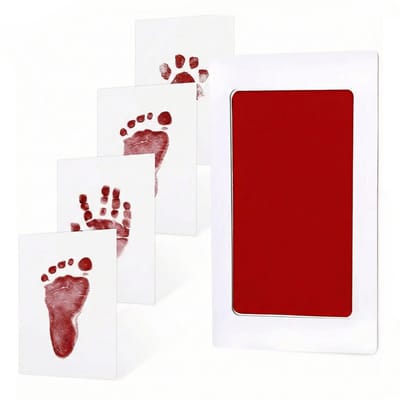 Consumerce® Hand en Voet Afdruk Stempel - Rood - 1 Stuk - Voor Kinderen, Baby en Huisdieren – Pootafdruk – Handafdruk – Voetafdruk – Hond – Vingerafdruk – Inktafdruk Huisdier – Poot – Kraamcadeau Babyshower – Cadeau Hondenspeelgoed