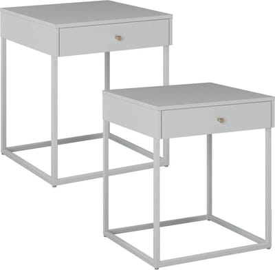 Pops nachtkastje 1 lade set met 2 stuks wit.
