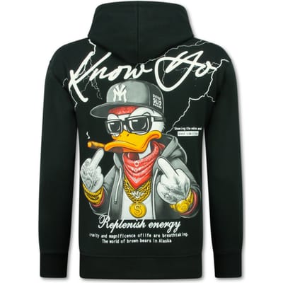 Oversized Hoodie Heren met Capuchon - Gangster - Dik Geweven - 5788 - Zwart