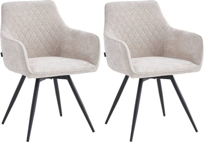 Colenis® - Sierra Eetkamerstoel - Set Van 2 - Beige - Chenille Stof- Industrieel - Draaibaar - 360°