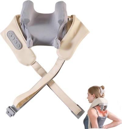 ECTEATOY® Massager - Draadloos Nekmassageapparaat met Warmtefunctie - Shiatsu Massage voor Nek en Schouders - 6 Massageknoppen - 1800mAh - Voor Thuis & Onderweg