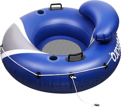 Opblaasbaar Zwembad Vlotter - Luchtbed Zwembad - Ontspannen in Water - Zelfnivellerend - 115 x 115 cm - Blauw