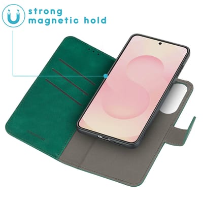 imoshion Hoesje - Geschikt voor Samsung Galaxy S25 Edge - Uitneembare 2-in-1 Luxe Bookcase - Donkergroen