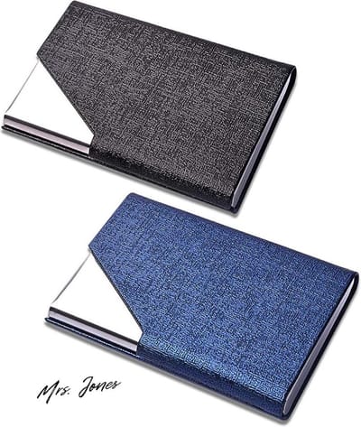 Mrs. Jones Luxe PU-leer en roestvrijstalen multi-kaarthouder professionele beschermende zak met magnetische sluiting en metaal voor creditcard ID-kaart Heren Dames - 2-pack bedrijfsnaamkaarthouderCKANDAY .
