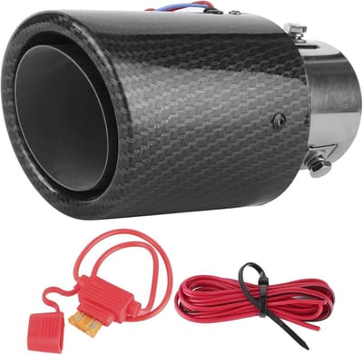 Allecto - Uitlaatpijp - Universele uitlaatpijp met LED-verlichting - Koolstofvezel - Lichtgewicht en duurzaam - Geschikt voor 1,4-2,5 inch uitlaten...