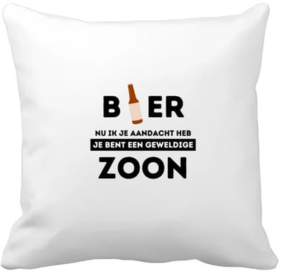 Akyol - bier, nu ik je aandacht heb je bent een geweldige zoon Kussen hoes - Zoon - de beste zoon - verjaardagscadeau - verjaardag - cadeau - cadeautje voor zoon - zoon artikelen - kado - geschenk - gift - 40 bij 40 cm