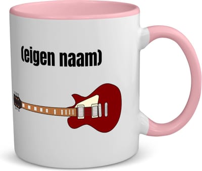 Akyol - rode elektrische gitaar met eigen naam koffiemok - theemok - roze - Gitaar - muziek liefhebbers - gitaristen - gitaar liefhebbers - verjaardag - cadeau - kado - 350 ML inhoud