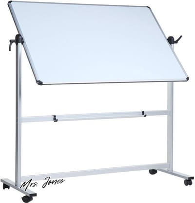 Mrs. Jones Dubbelzijdig magnetisch roterend mobiel whiteboard - aluminium frame - standaard - 120 x 90 cm .