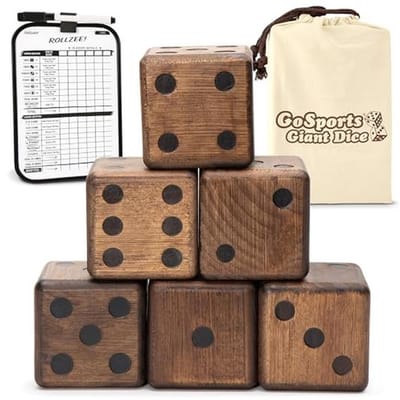 Houten Speeldobbelstenen - Grote Dobbelstenen - Spelplezier Vergroten - Inclusief Scorebord - 89 cm Kubus - Donkerbruin