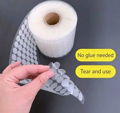 Fyfanie- 50 paren Zelfklevende klittenband rondjes Ø20 mm - Witte luszijde, transparante haakzijde - DIY -knutselen– Klittenband rondjes – diameter: 2cm