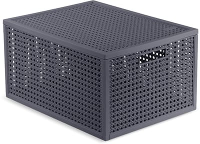 Curver Kaya opbergmand - 20 l - 37,6 x 30 x 20,7 cm - antraciet - premium opbergoplossing, duurzaam kunststof, moderne opbergoplossing voor thuis