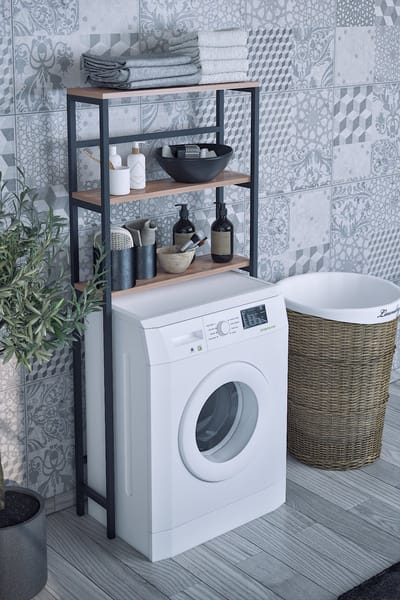 Wasmachine Kast| Wasmachine Rek| 3 Laags| Wasmachine Ombouw| Opbergruimte| Wasmachine meubel| Licht Walnoot| 21x66x150 cm