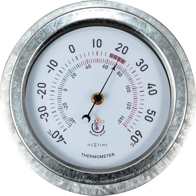 NeXtime Lelie – Thermometer – 22 cm – Metaal – Gegalvaniseerd Zilver – Weerbestendig